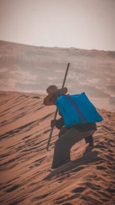 eldery man in the desert